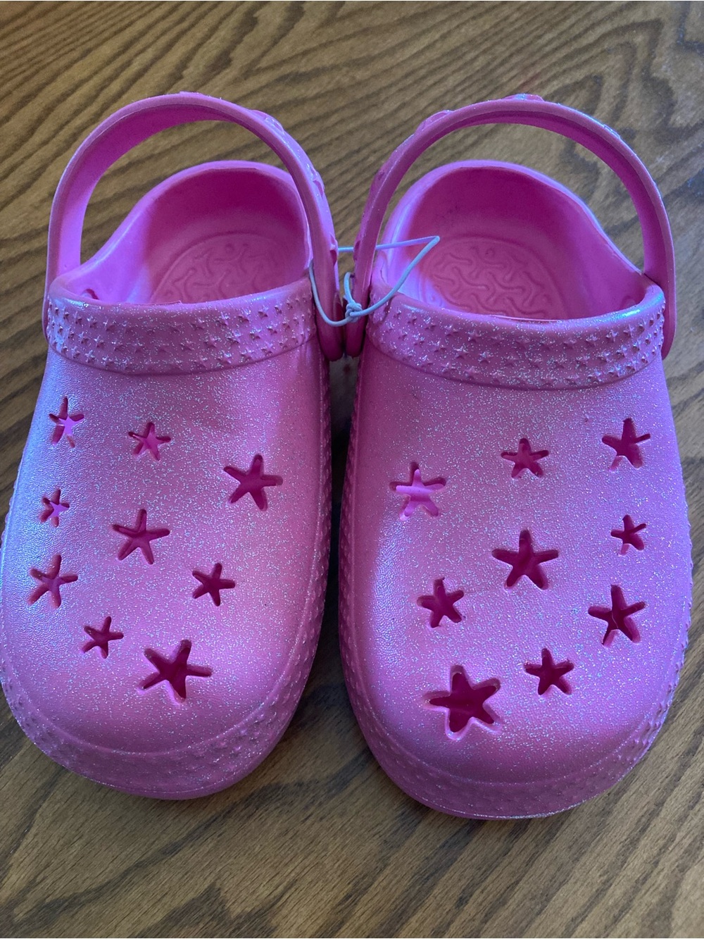 Girls’ Pink Sparkly Glitter Star-Cutout Clog-Style Sandals, Sz M (13/1)
